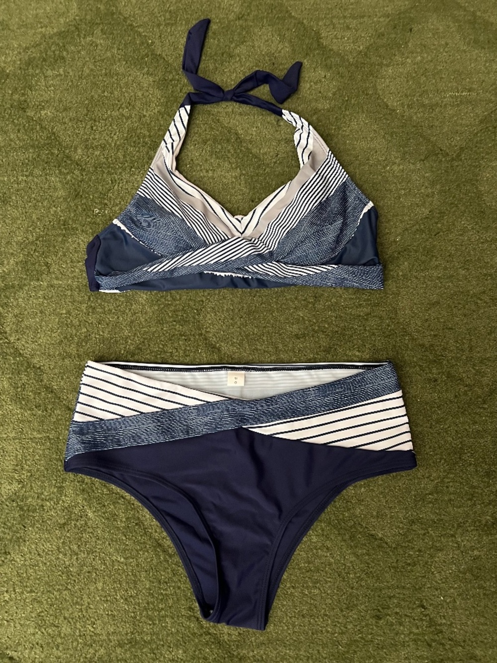 Striped navy & white Bikini set Size M